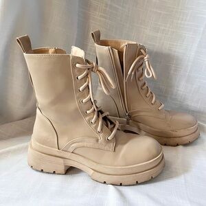 Combat Boots Tan Cream Beige  Women’s 8 Forever 21